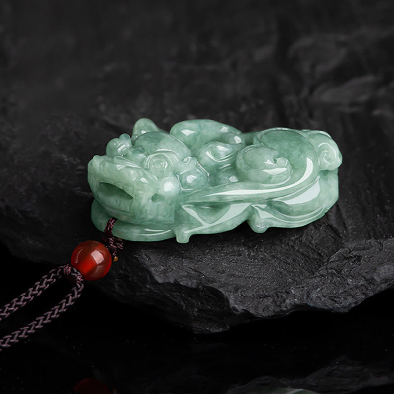 Collier porte-bonheur en jade PiXiu | Breloque de prospérité