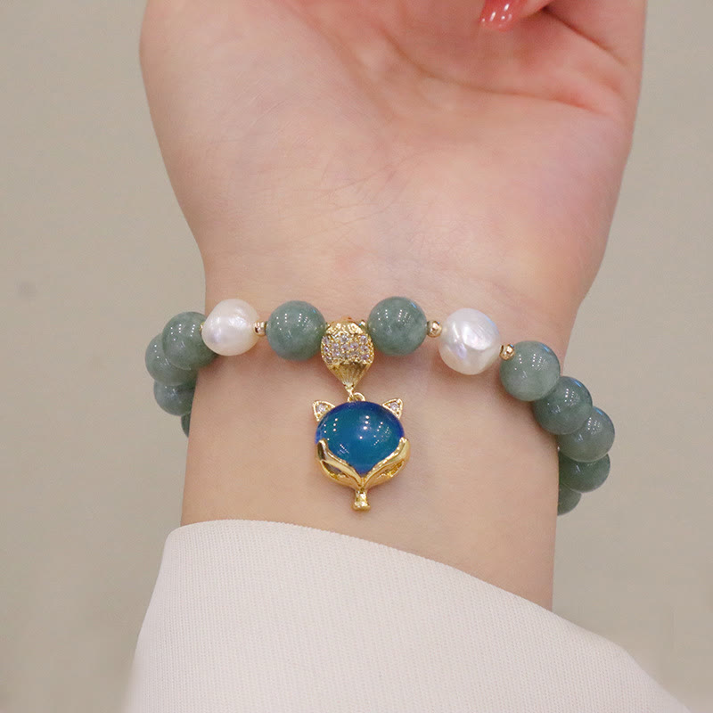Bracelet à breloques Jade Prospérité 14-16 cm Renard changeant de couleur