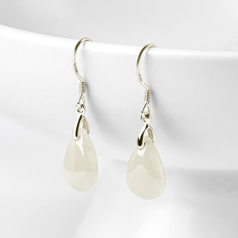 Boucles d'oreilles pendantes Jade Prospérité | Argent sterling 925 32 mm