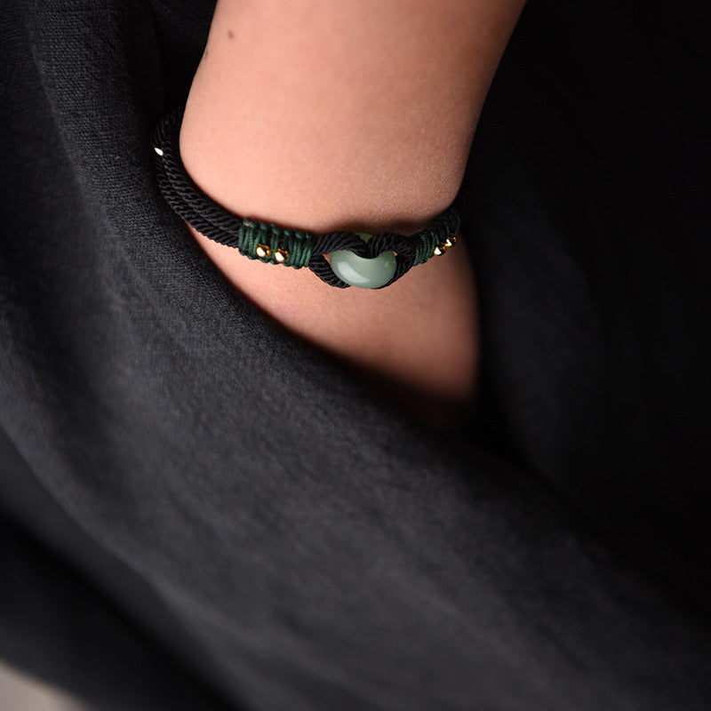Jade Serenity : Bracelet en corde tressée fait main