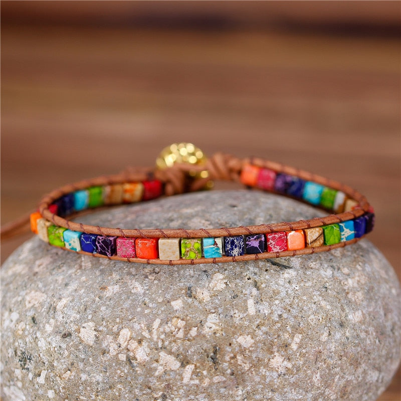 Bracelet de chakra en jaspe pour l'ancrage et la guérison