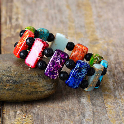 Bracelet diffuseur d'aromathérapie en jaspe lavique