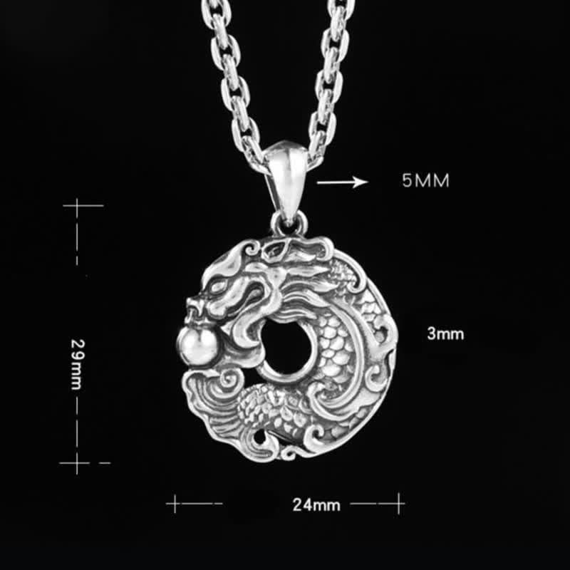 Collier dragon avec boucle de paix et poisson koï