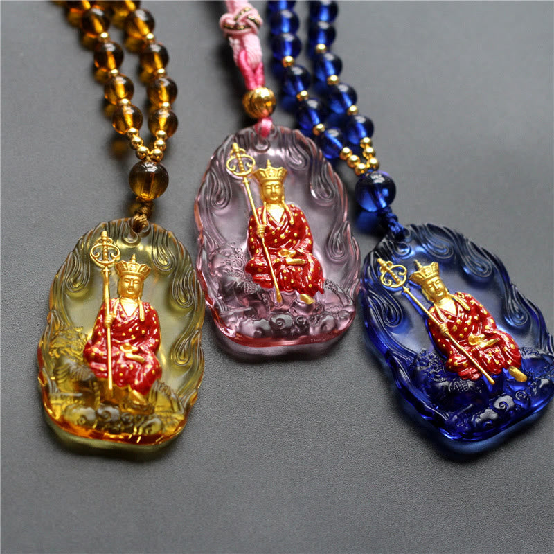 Collier de compassion en cristal Ksitigarbha Buddha Liuli