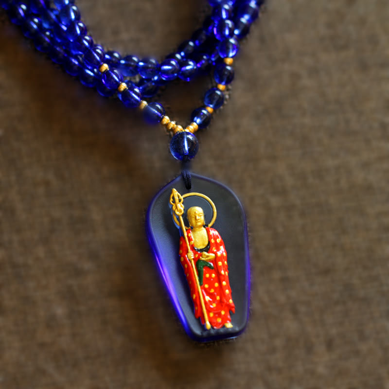 Collier de compassion en cristal Ksitigarbha Buddha Liuli