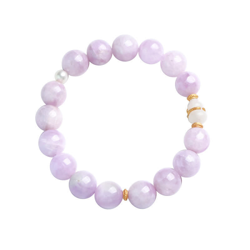 Bracelet de croissance spirituelle en kunzite et jade blanc Hetian