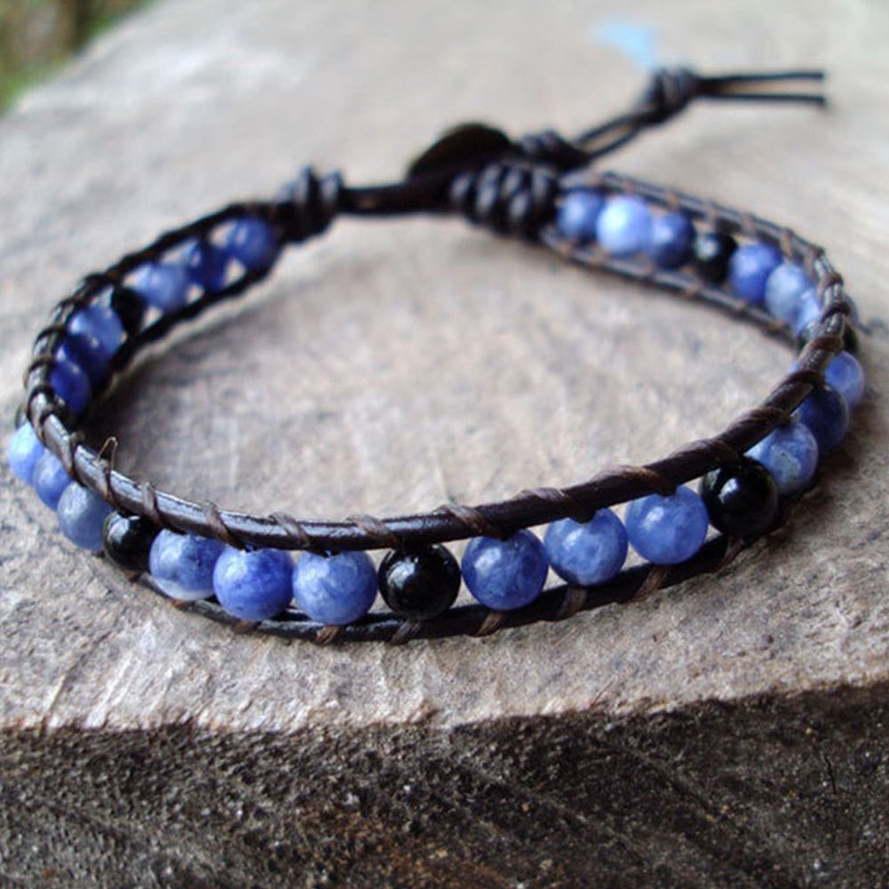 Bracelet de protection et de confiance en onyx et cyanite