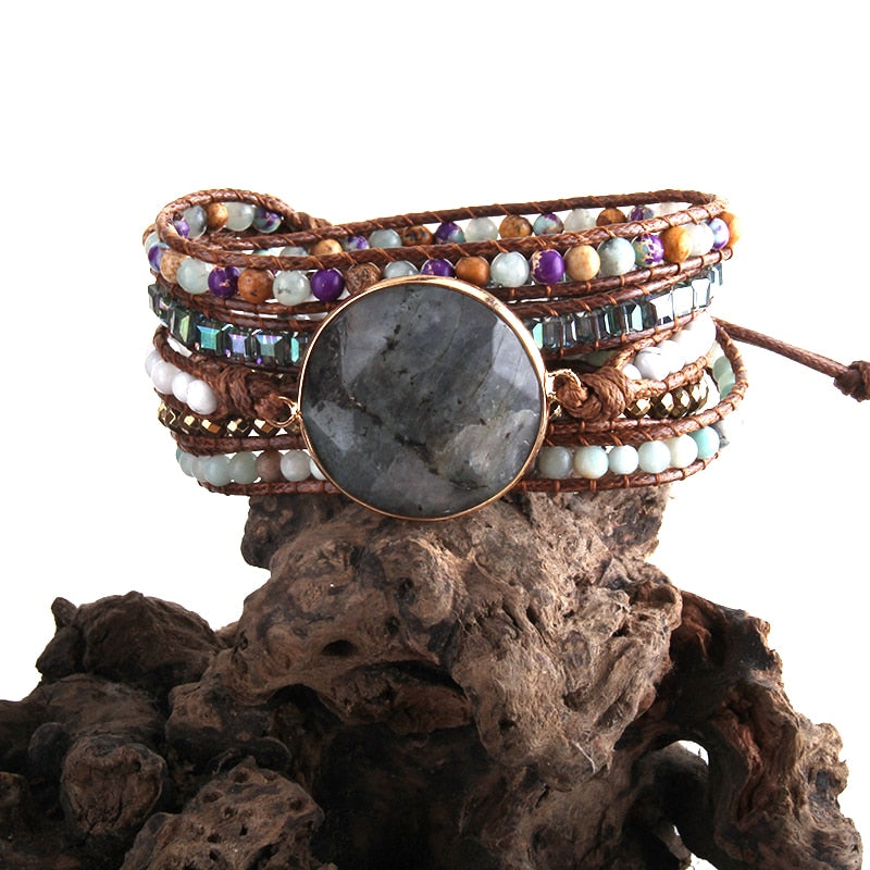 Bracelet wrap d'énergie cosmique en labradorite