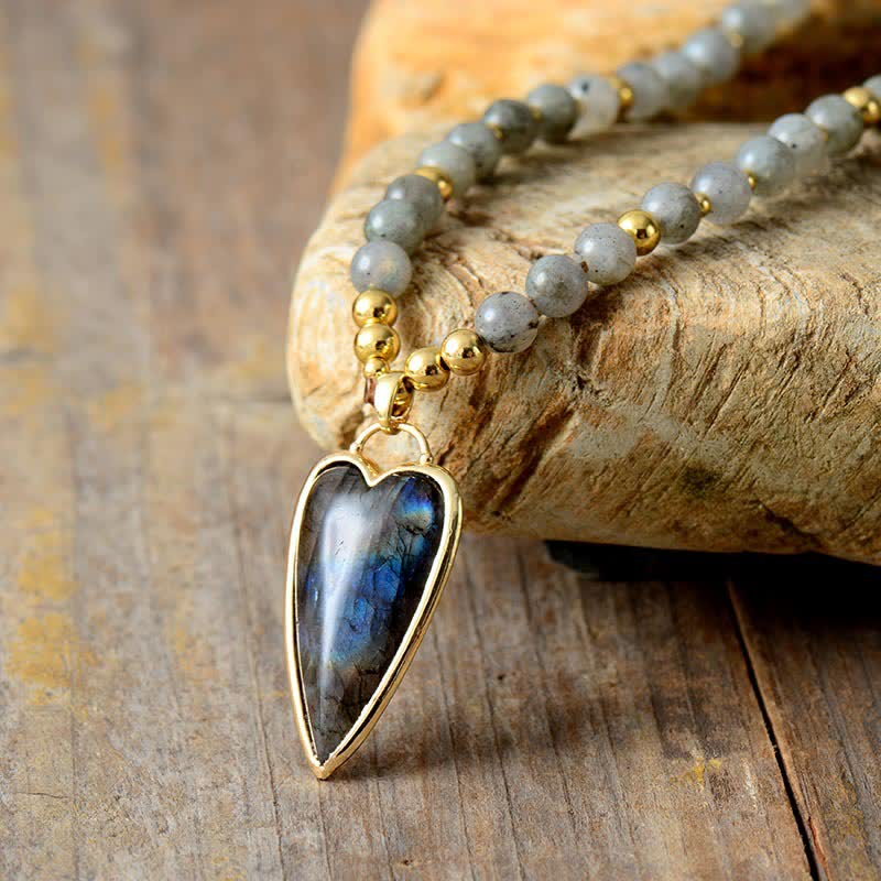 Collier pendentif de guérison en labradorite 45 cm