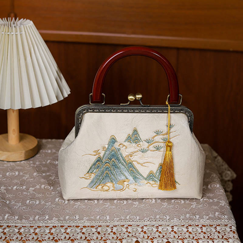 Sac à main en jacquard à motif paysage | Accessoire spirituel