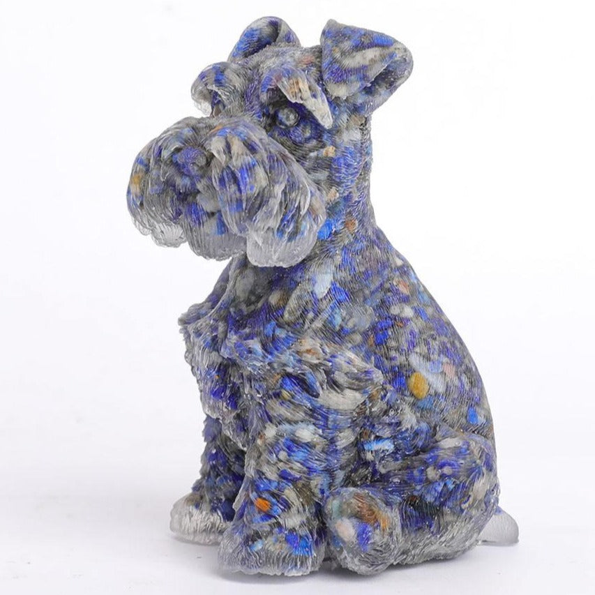 Lapis Gravel Schnauzer Resin Dog Figurine 2.5in Spiritual