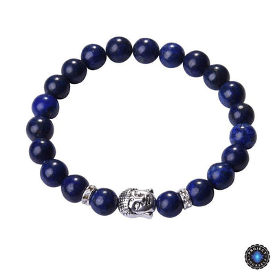 Bracelet Bouddha en lapis-lazuli avec breloque en argent