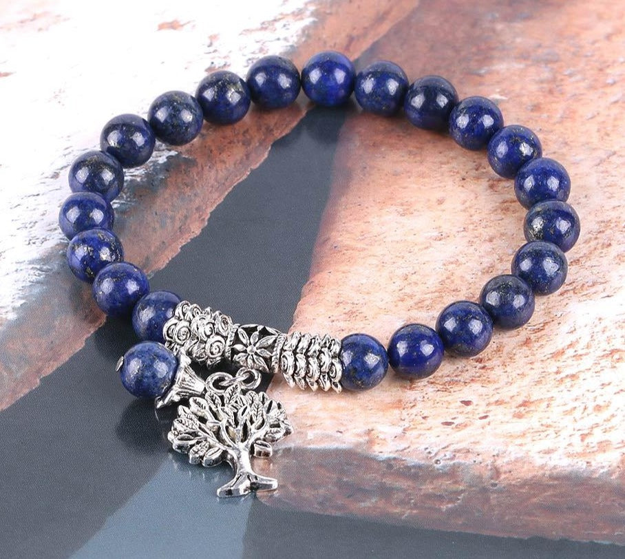Bracelet extensible Sagesse en lapis-lazuli
