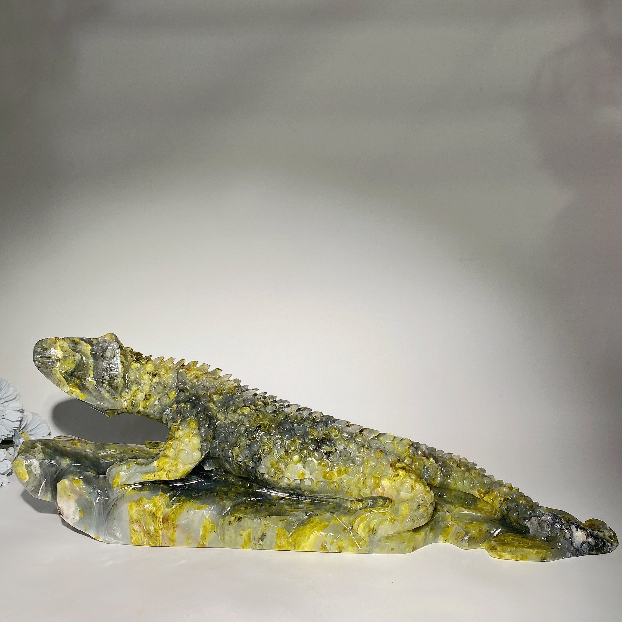 Large Serpentine Lizard Crystal Animal Carving 40-50cm