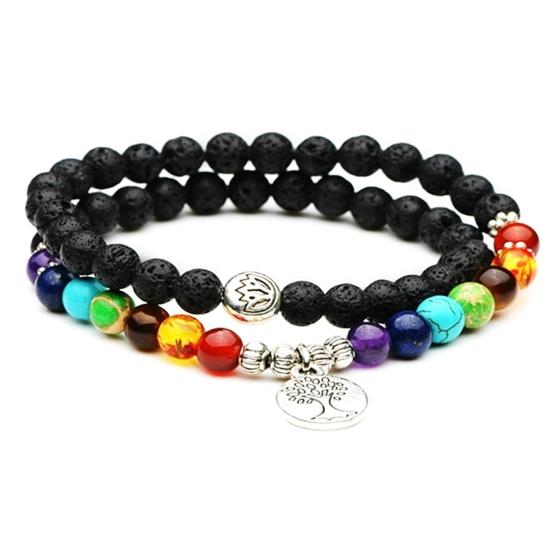 Bracelet de guérison des chakras en pierre de lave