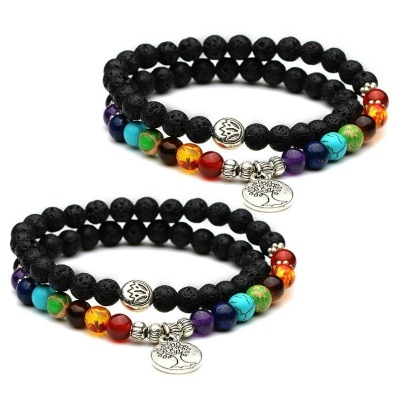 Bracelet de guérison des chakras en pierre de lave