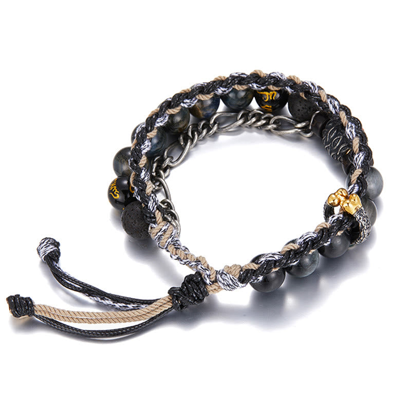 Bracelet œil de tigre en pierre de lave 10 mm, bijou de guérison fait main
