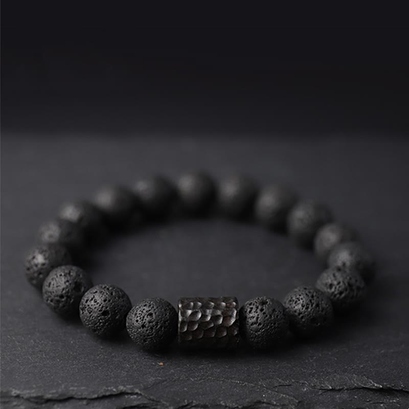 Bracelet de guérison en pierre de lave et œil de tigre 18 cm pour l'équilibre
