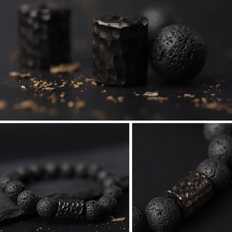 Bracelet de guérison en pierre de lave et œil de tigre 18 cm pour l'équilibre