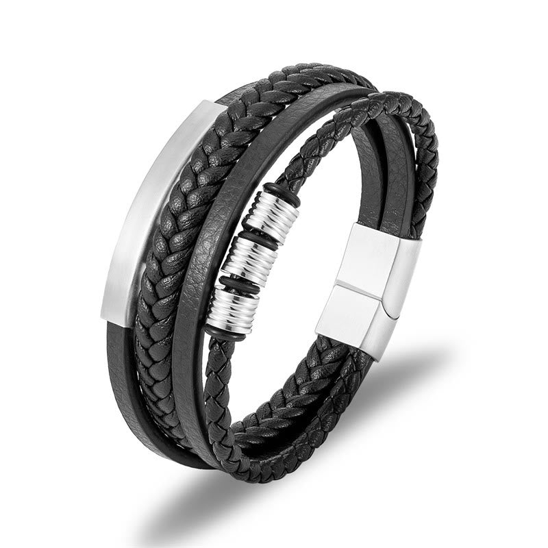 Bracelet d'équilibre en cuir et acier titane avec boucle magnétique