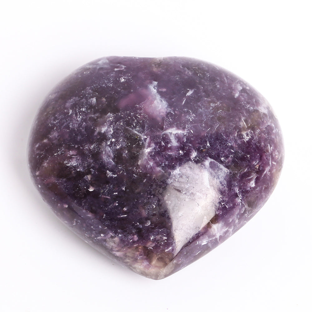 Cristal de lépidolite en forme de cœur, 3 pouces, forme libre