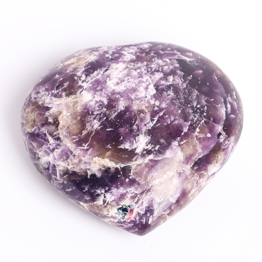 Cristal de lépidolite en forme de cœur, 3 pouces, forme libre