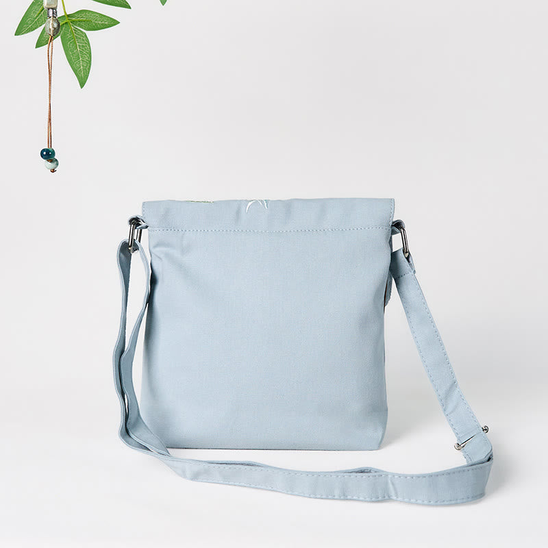 Sac à bandoulière en coton et lin Epiphyllum bleu clair