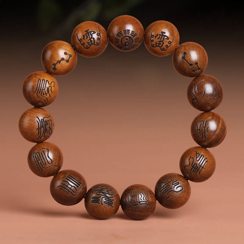 Bracelet Yin Yang en bois de jujubier frappé par la foudre pour la protection