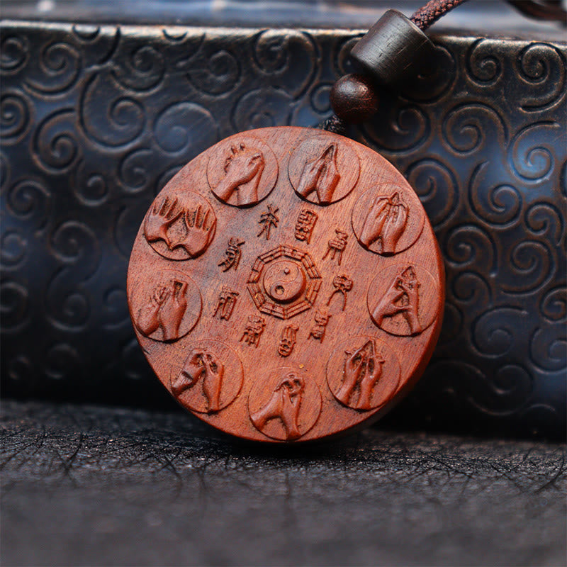 Pendentifs Yin Yang en bois de jujubier frappé par la foudre pour la protection