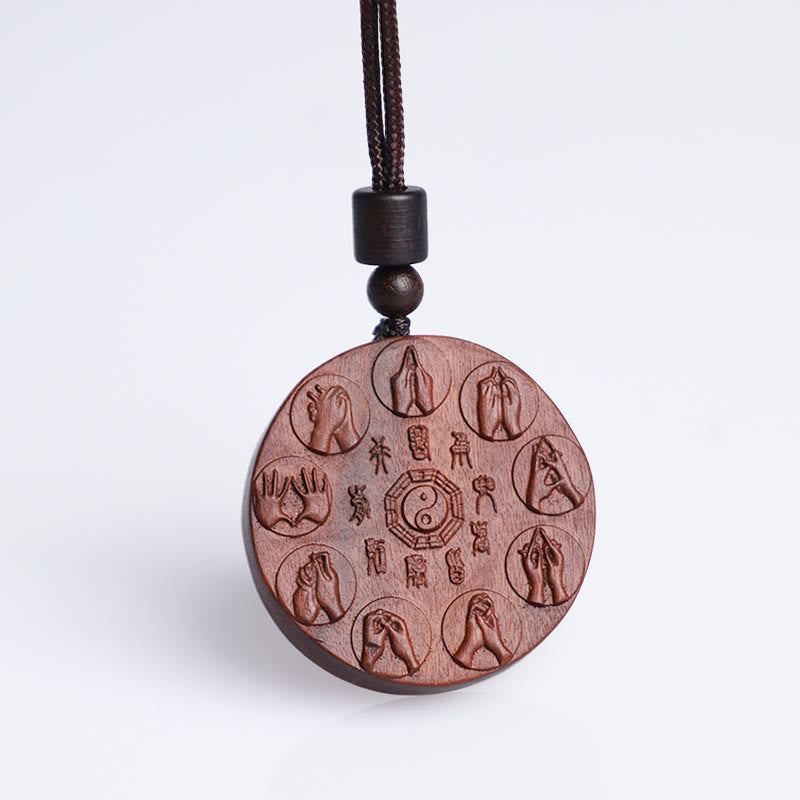 Pendentifs Yin Yang en bois de jujubier frappé par la foudre pour la protection