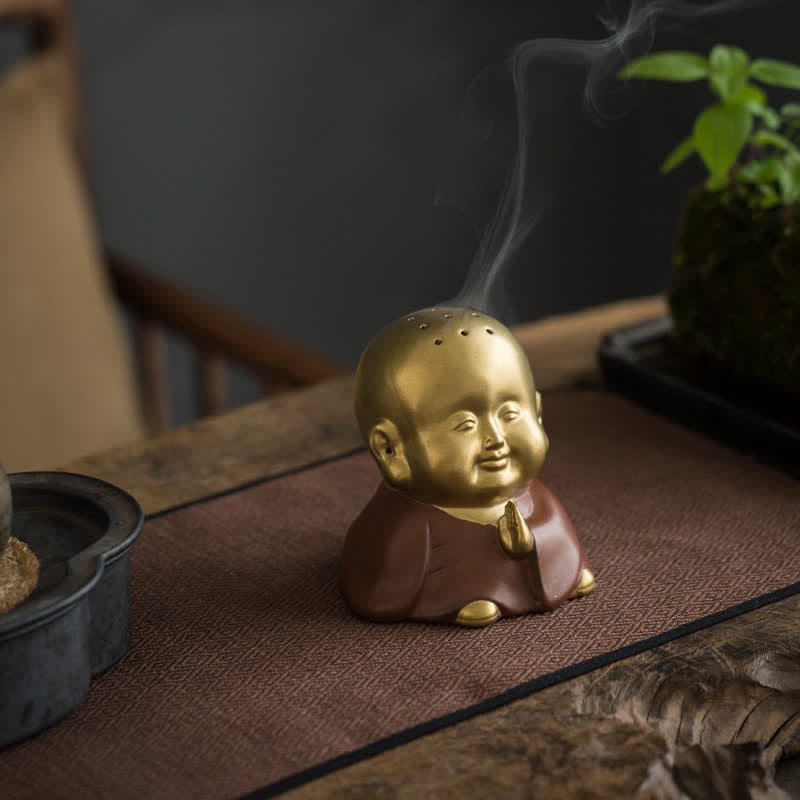 Brûleur d'encens en céramique Petit Bouddha pour la guérison et la méditation