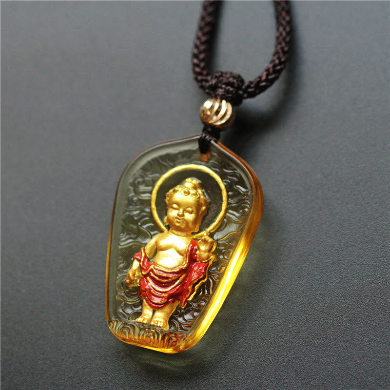Pendentif Bouddha en cristal Liuli pour la sérénité et la pleine conscience