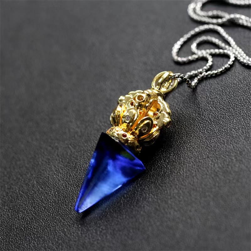 Collier de force spirituelle Dorje Vajra en cristal Liuli