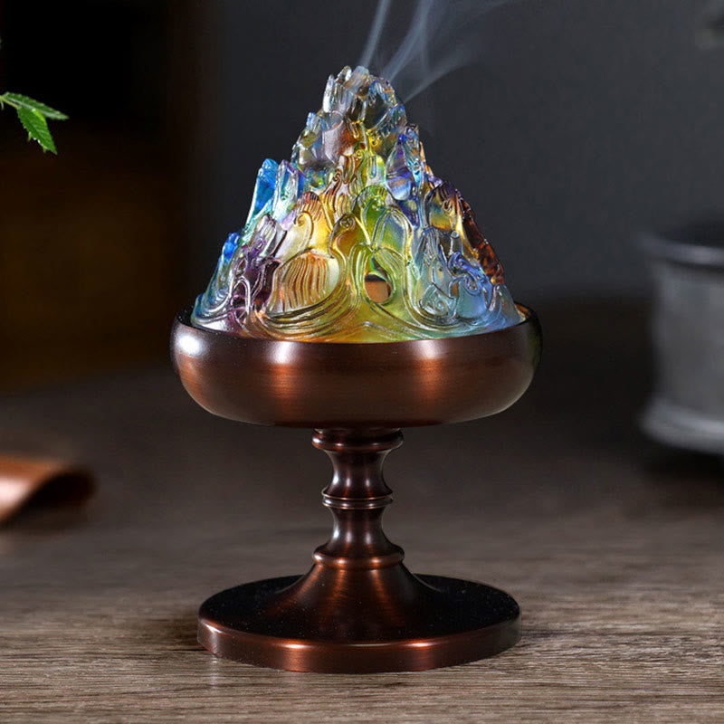 Brûleur d'encens Liuli Crystal Mountain pour la méditation et la guérison