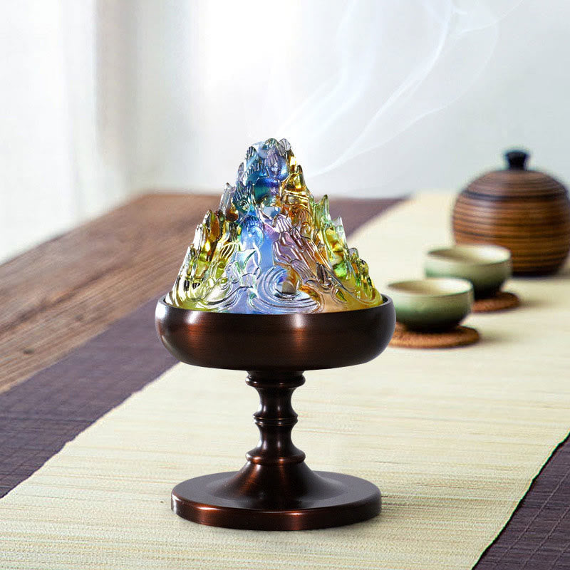 Brûleur d'encens Liuli Crystal Mountain pour la méditation et la guérison