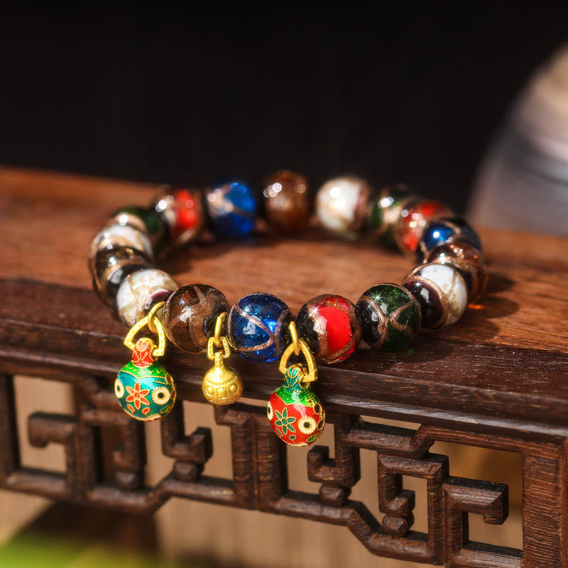 Bracelet à breloques familial en perles de verre Liuli 10 mm - Bracelet porte-bonheur spirituel