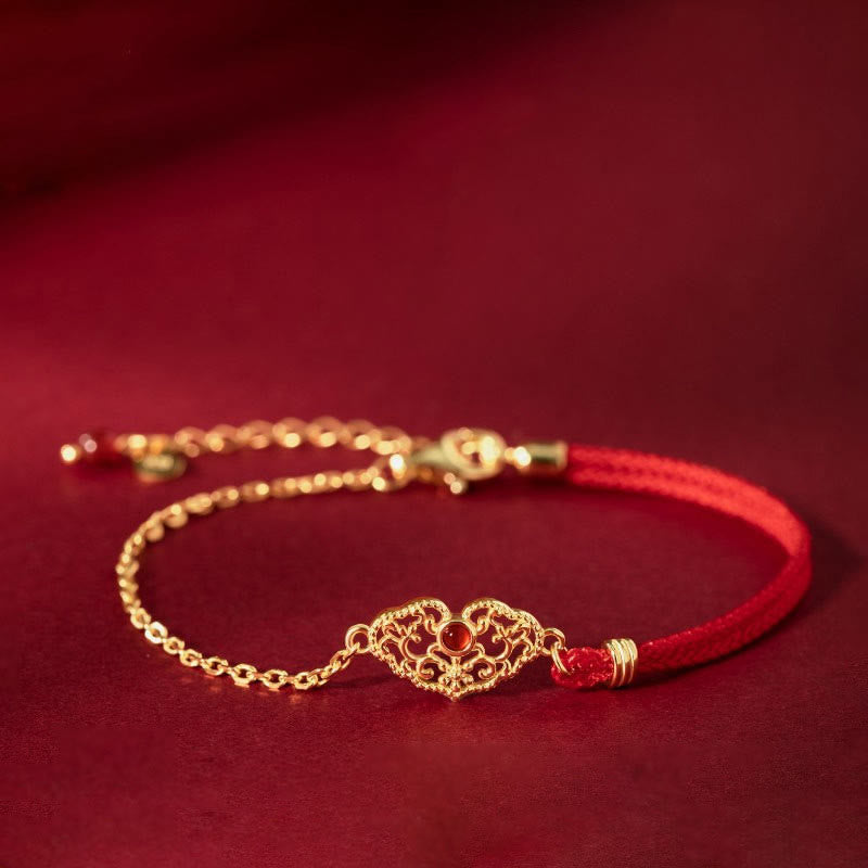 Bracelet en fil rouge « Verrou de bons vœux » pour la chance et la protection