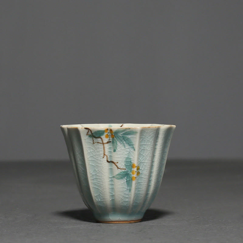 Tasse à thé Kung Fu en céramique de cornouiller de nèfle 75 ml Décor zen