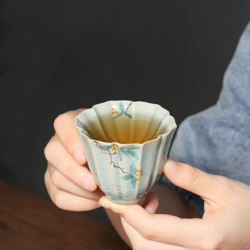 Tasse à thé Kung Fu en céramique de cornouiller de nèfle 75 ml Décor zen