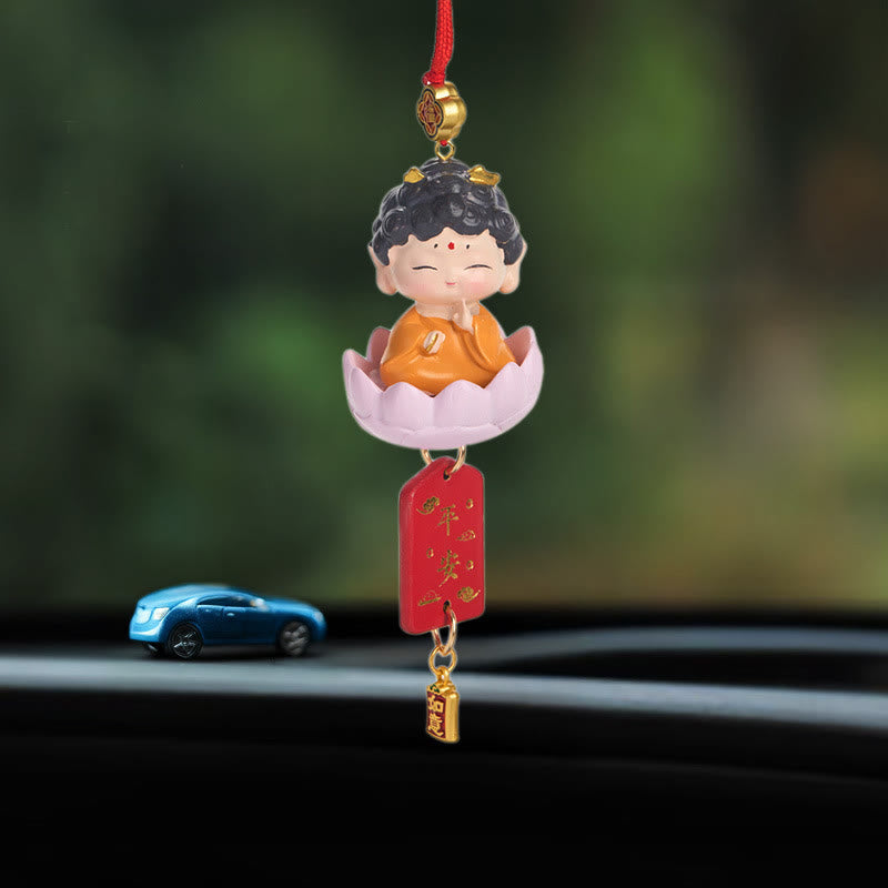 Lotus Avalokitesvara Bouddha Fu Voiture Suspendue 34cm