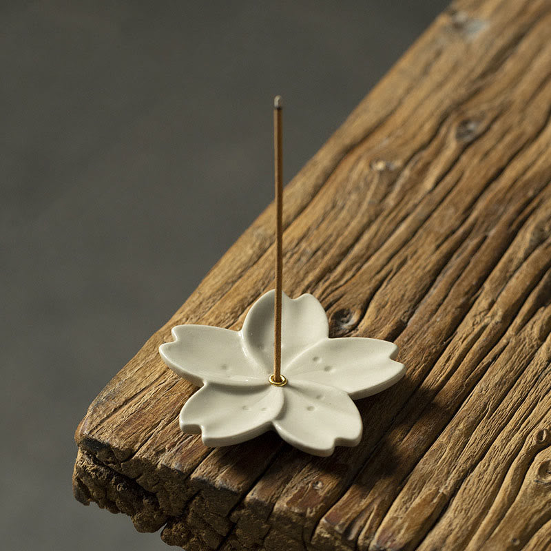 Brûleur d'encens en céramique Lotus au motif floral pour la sérénité