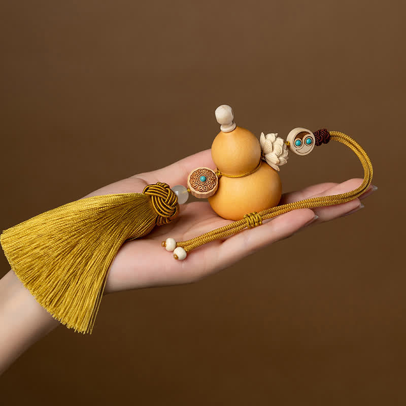 Breloque à suspendre pour voiture en forme de gourde Feng Shui Lotus