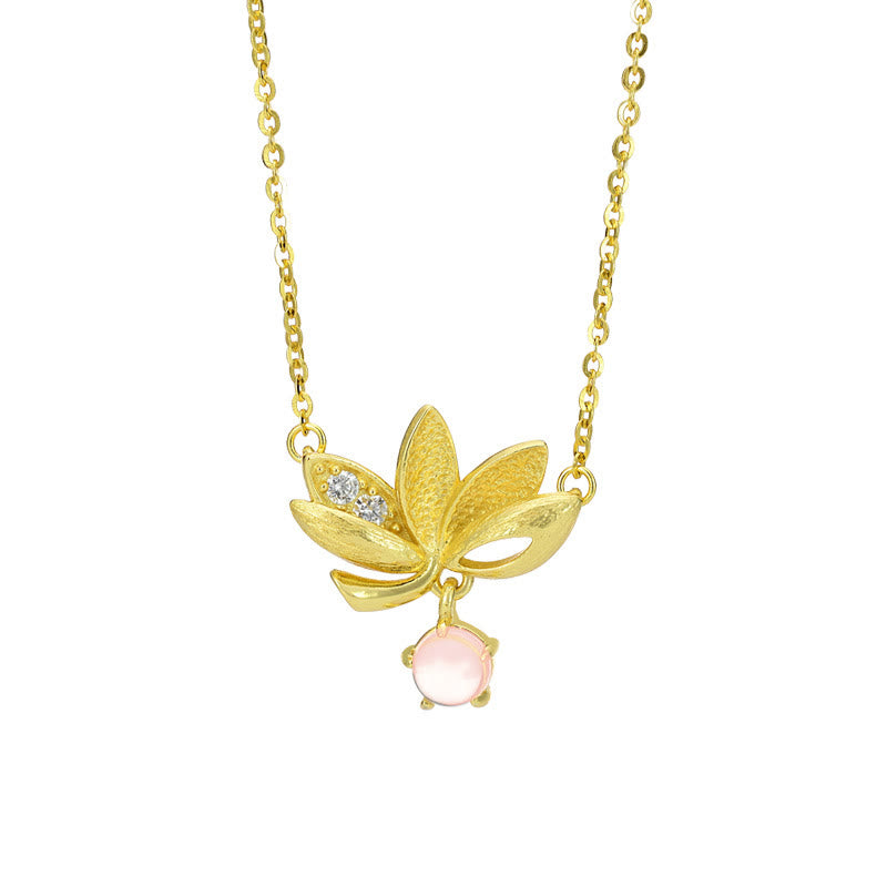 Collier Lotus et Quartz Rose pour la Protection