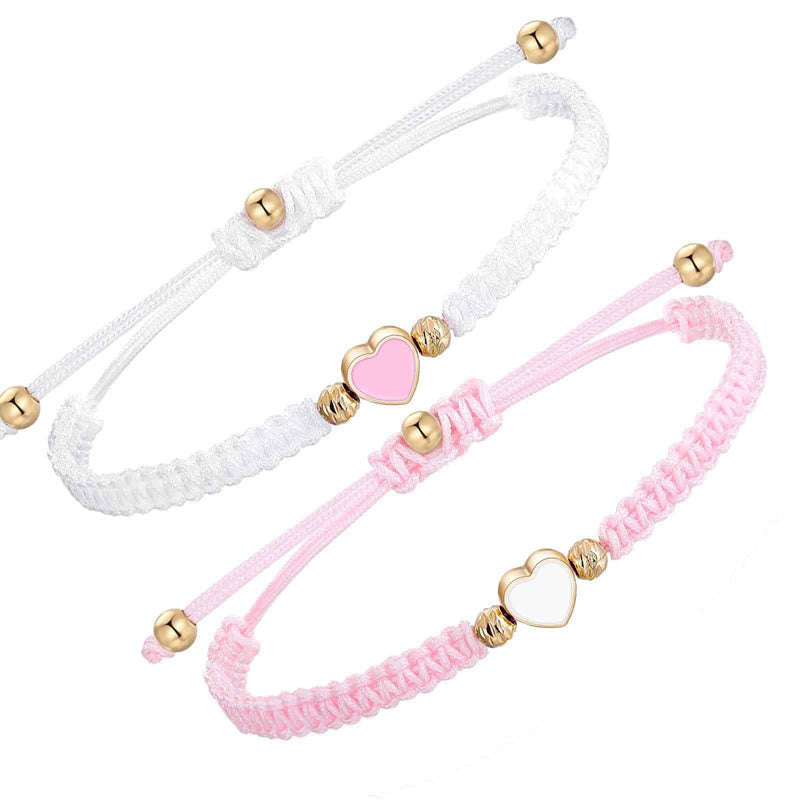 Bracelets à cordon rouge pour couple avec cœur amoureux