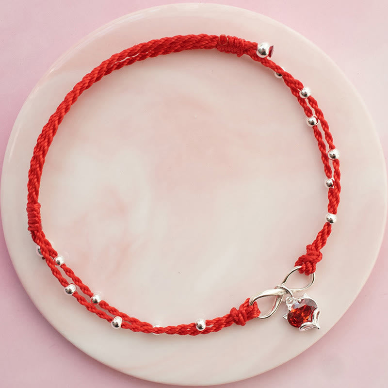 Bracelet de cheville spirituel en fil rouge avec cœur et infini pour la protection