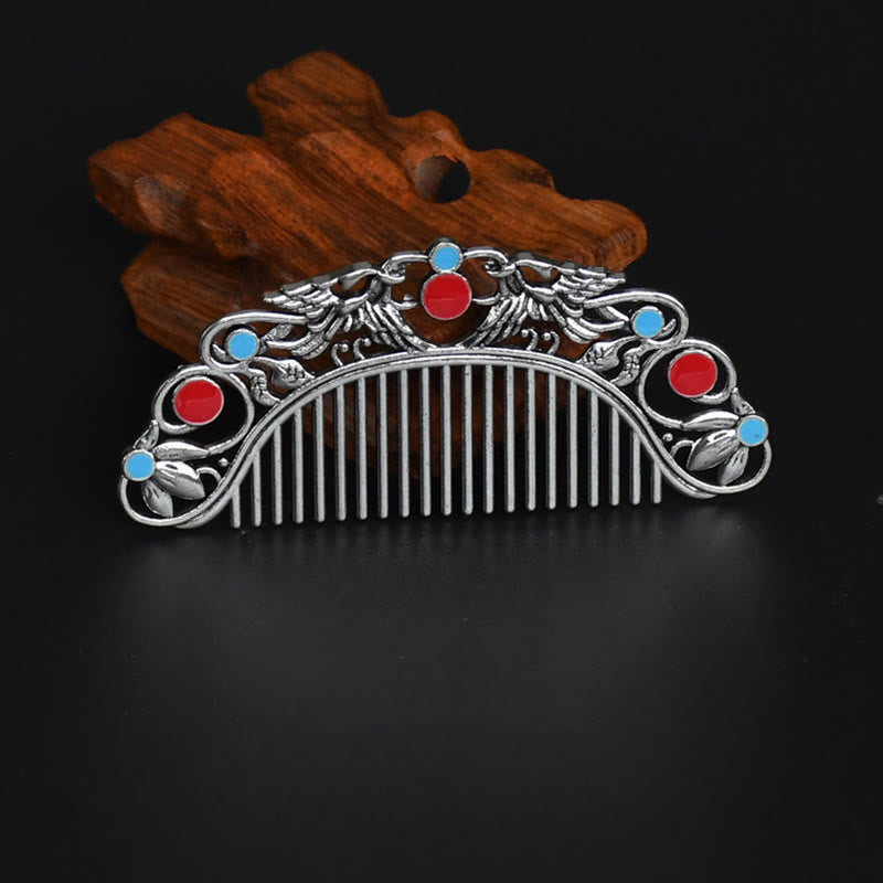 Peigne en alliage d'or Lucky Dragon Phoenix pour la protection et la force