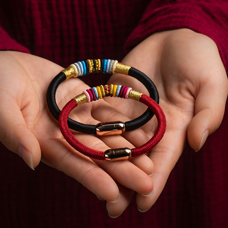 Bracelet de protection à boucle magnétique et cordon rouge avec nœud King Kong