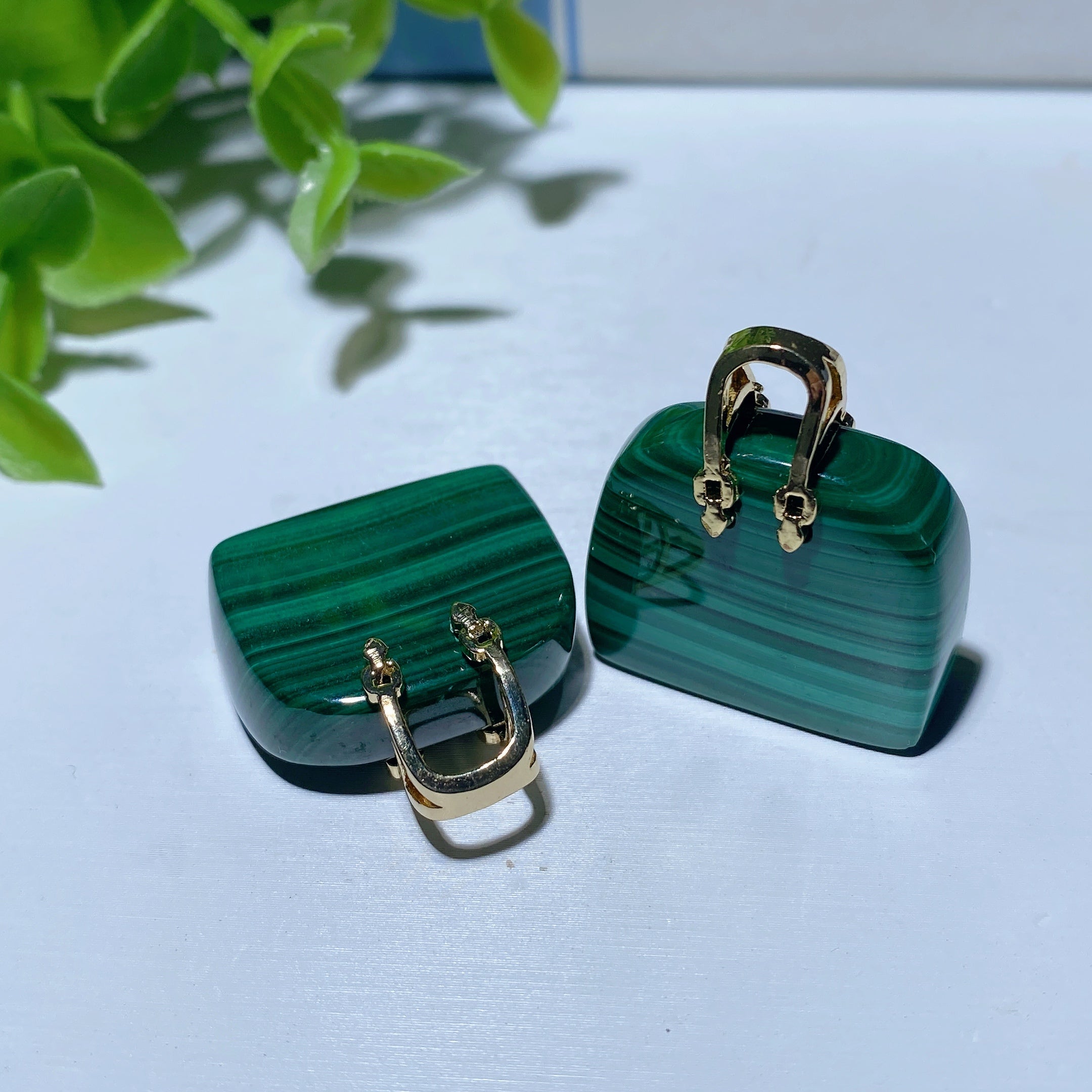 Malachite Handbag Pendant 1in Polished Crystal Healing