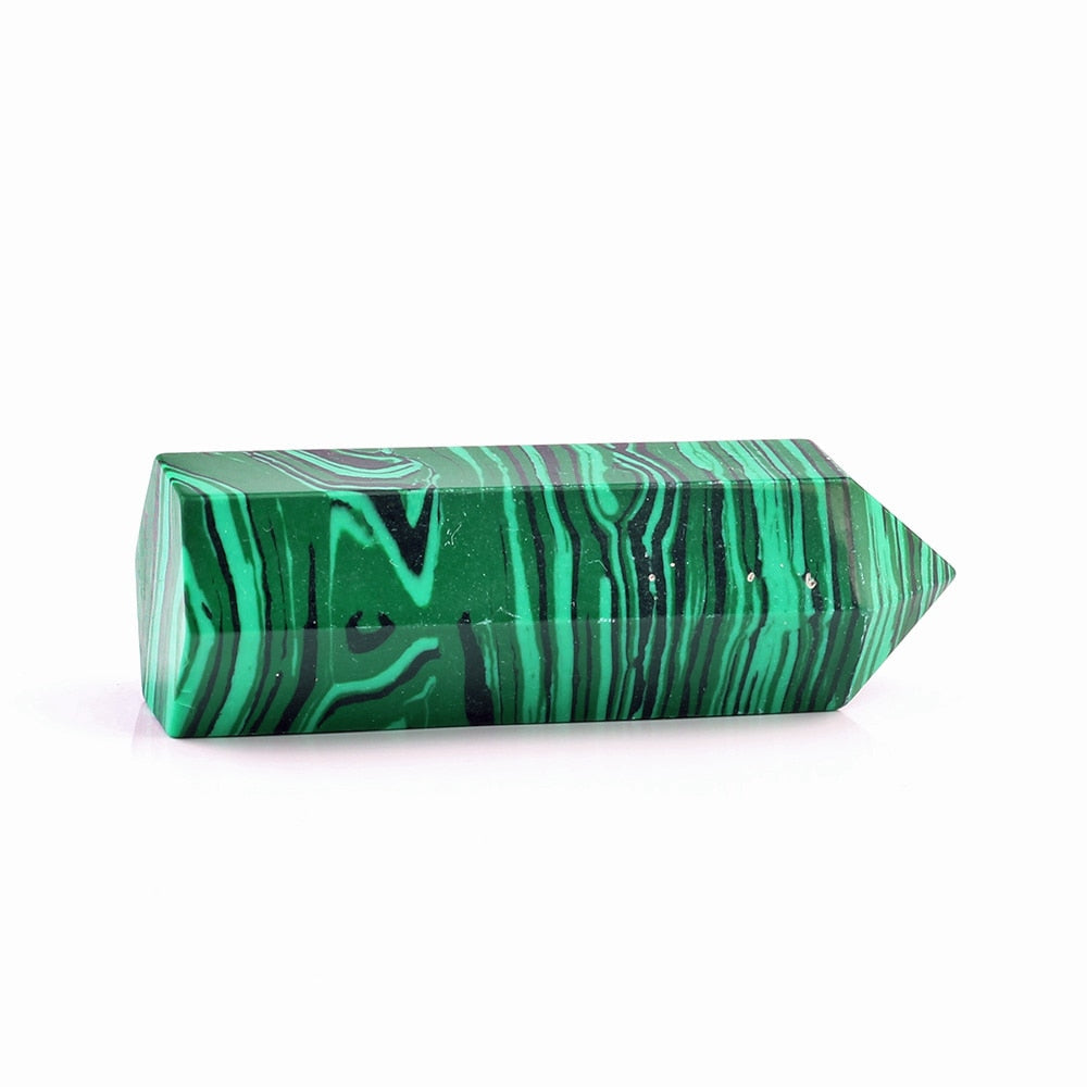 Tour de cristal de guérison énergétique de l'âme en malachite