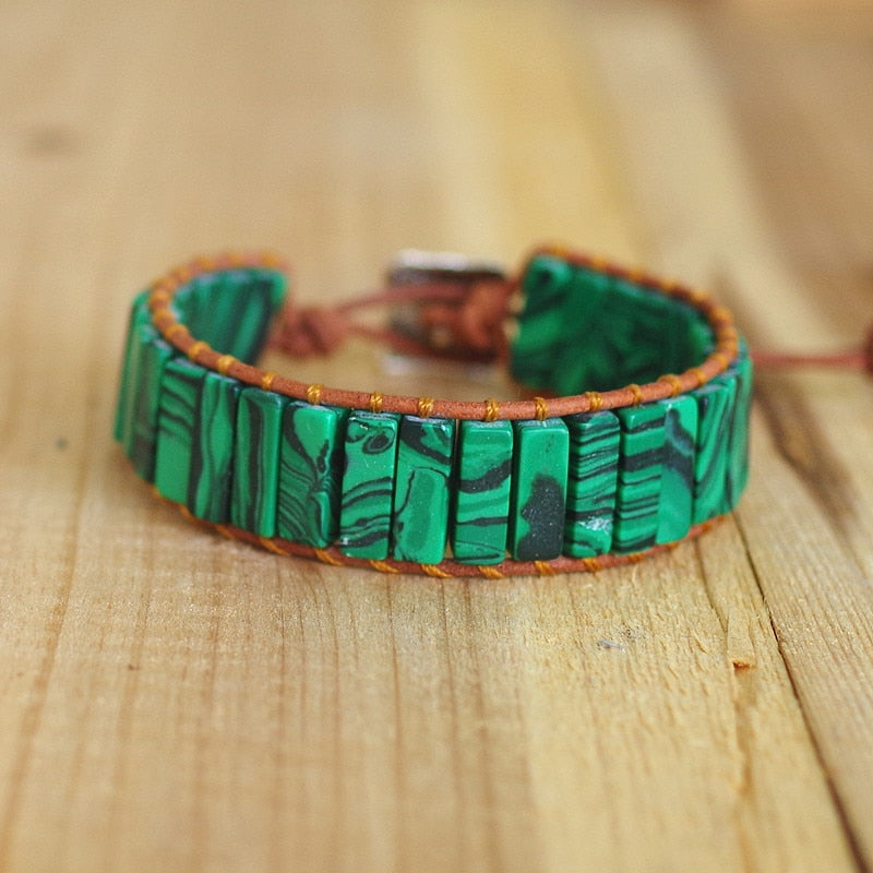 Bracelet miroir d'âme en malachite pour la transformation